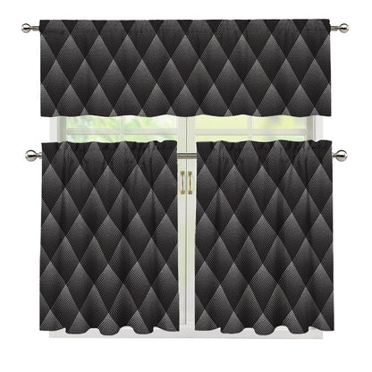 Dot Geometric Triangle Pattern Print 3 Piece Kitchen Curtains