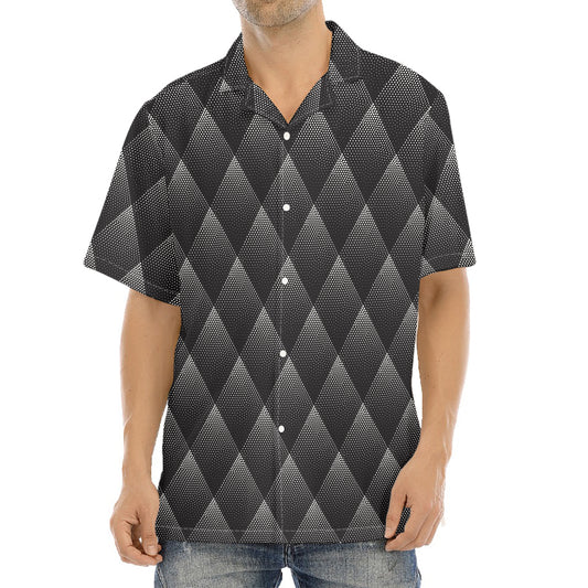 Dot Geometric Triangle Pattern Print Aloha Shirt