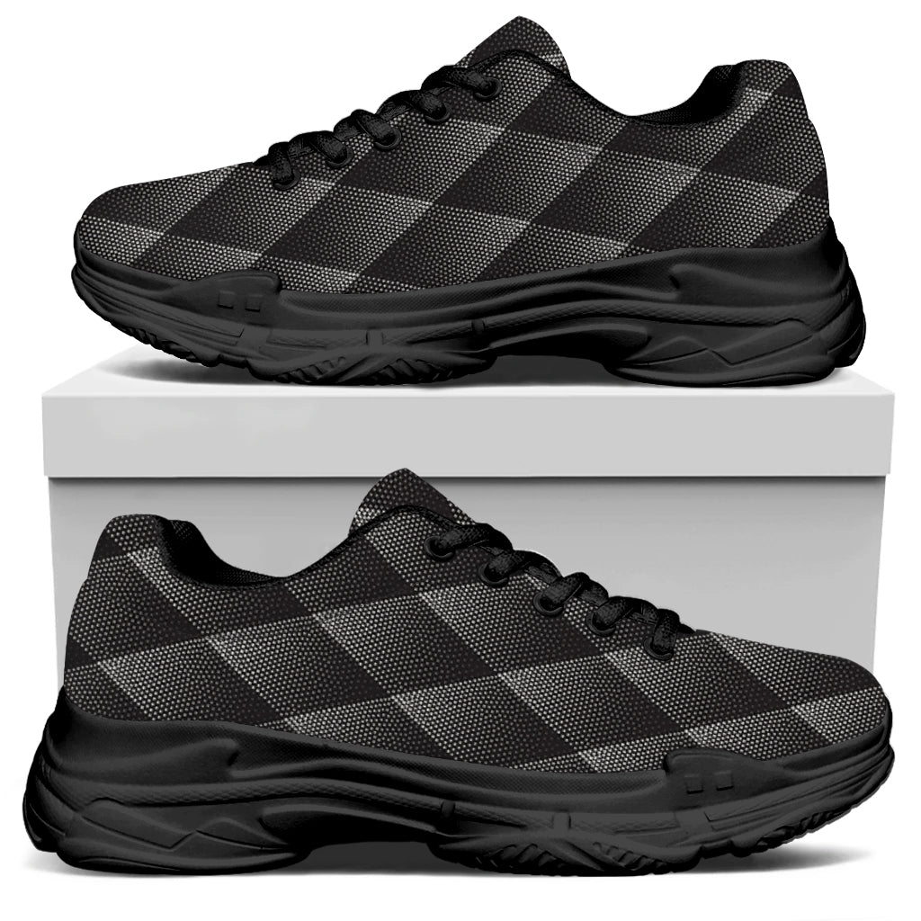 Dot Geometric Triangle Pattern Print Black Chunky Shoes