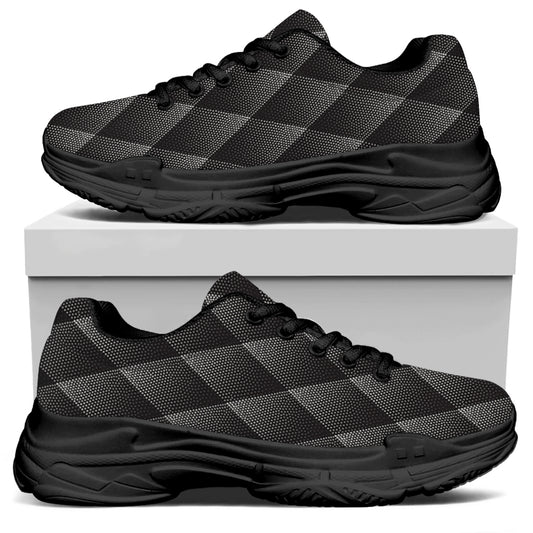 Dot Geometric Triangle Pattern Print Black Chunky Shoes