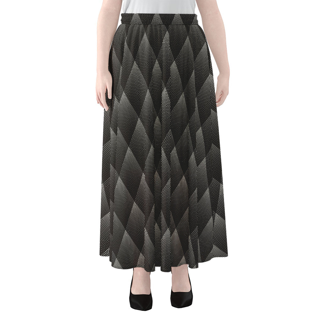 Dot Geometric Triangle Pattern Print Chiffon Maxi Skirt