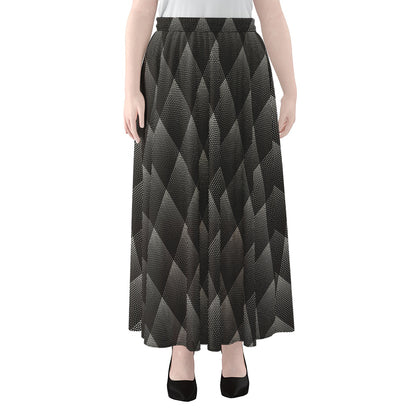 Dot Geometric Triangle Pattern Print Chiffon Maxi Skirt