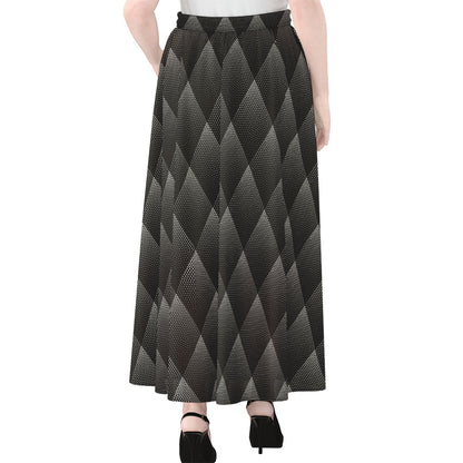 Dot Geometric Triangle Pattern Print Chiffon Maxi Skirt