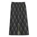 Dot Geometric Triangle Pattern Print Cotton Front Slit Maxi Skirt