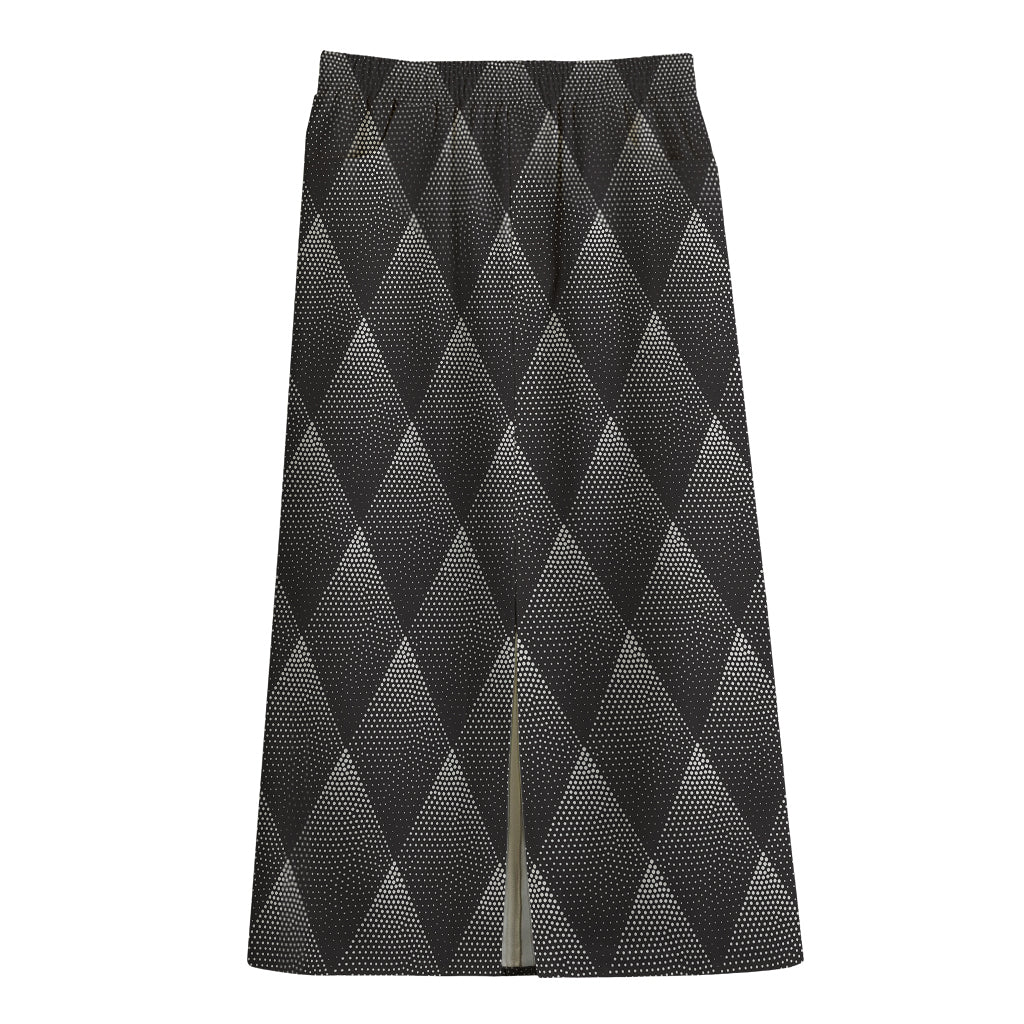 Dot Geometric Triangle Pattern Print Cotton Front Slit Maxi Skirt