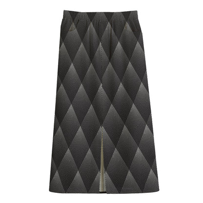 Dot Geometric Triangle Pattern Print Cotton Front Slit Maxi Skirt