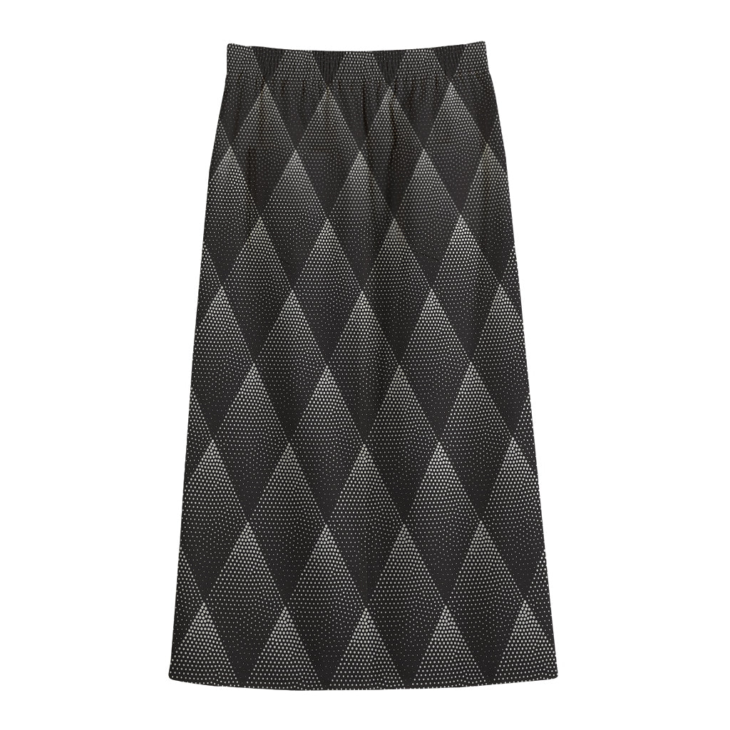 Dot Geometric Triangle Pattern Print Cotton Front Slit Maxi Skirt