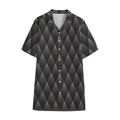 Dot Geometric Triangle Pattern Print Cotton Hawaiian Shirt
