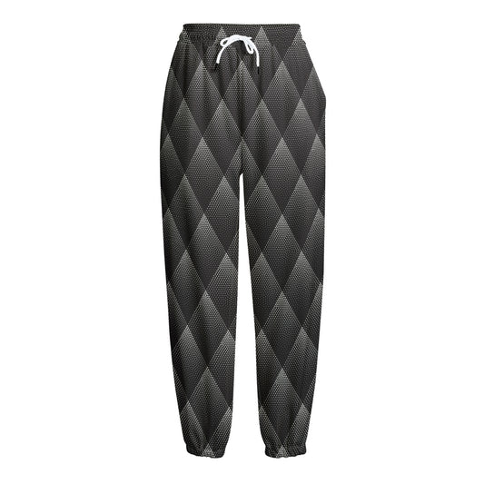 Dot Geometric Triangle Pattern Print Fleece Lined Knit Pants
