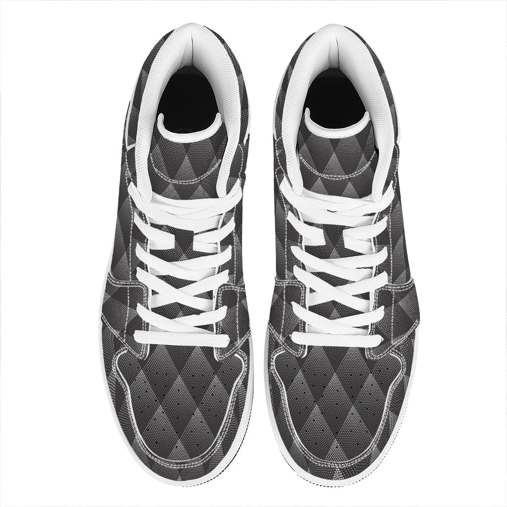 Dot Geometric Triangle Pattern Print High Top Leather Sneakers