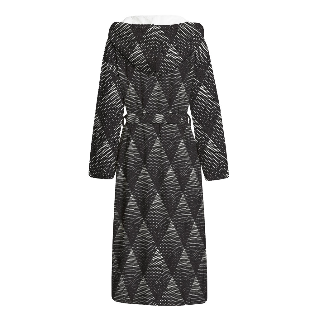 Dot Geometric Triangle Pattern Print Hooded Bathrobe