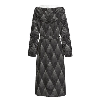 Dot Geometric Triangle Pattern Print Hooded Bathrobe