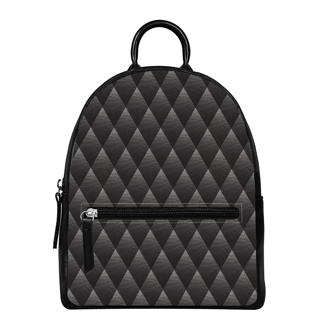 Dot Geometric Triangle Pattern Print Leather Backpack