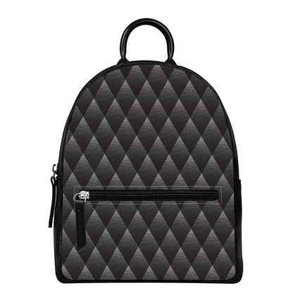 Dot Geometric Triangle Pattern Print Leather Backpack