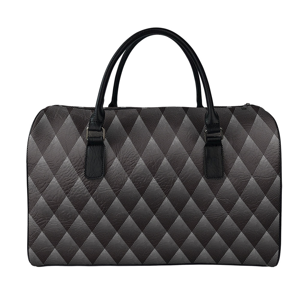 Dot Geometric Triangle Pattern Print Leather Duffle Bag