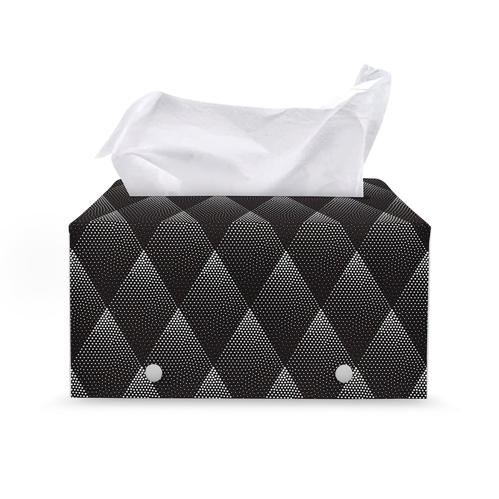 Dot Geometric Triangle Pattern Print Leather Tissue Box Cover