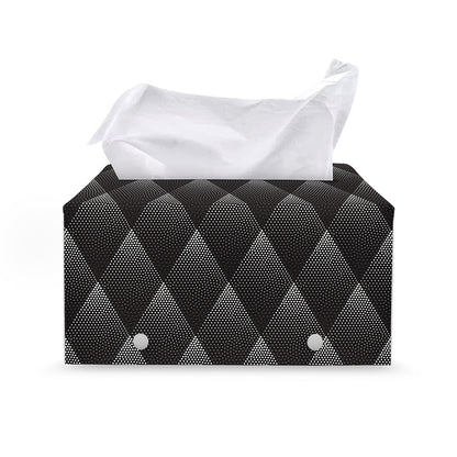 Dot Geometric Triangle Pattern Print Leather Tissue Box Cover