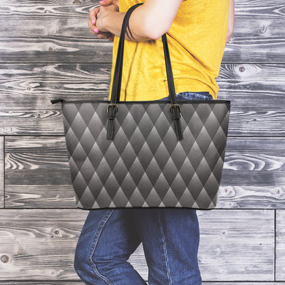 Dot Geometric Triangle Pattern Print Leather Tote Bag