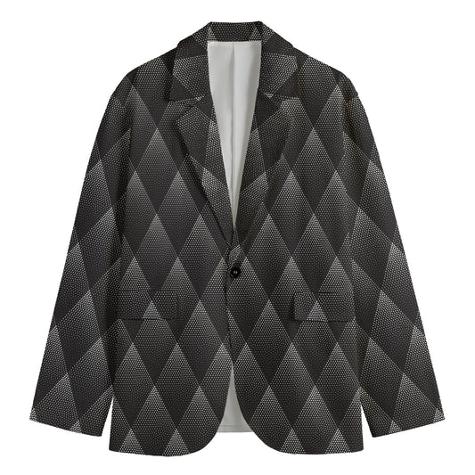 Dot Geometric Triangle Pattern Print Men's Cotton Blazer