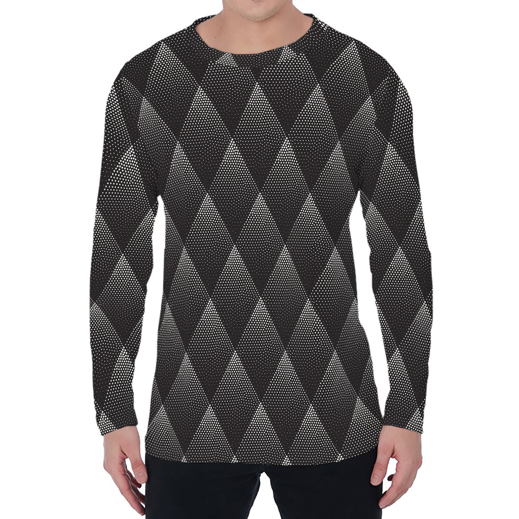 Dot Geometric Triangle Pattern Print Men's Long Sleeve T-Shirt