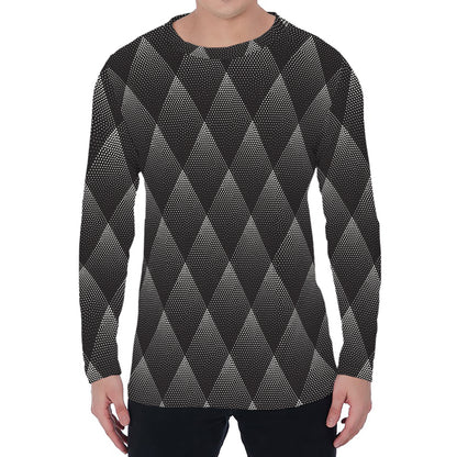 Dot Geometric Triangle Pattern Print Men's Long Sleeve T-Shirt