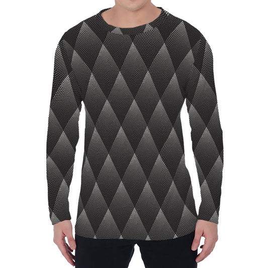 Dot Geometric Triangle Pattern Print Men's Long Sleeve T-Shirt
