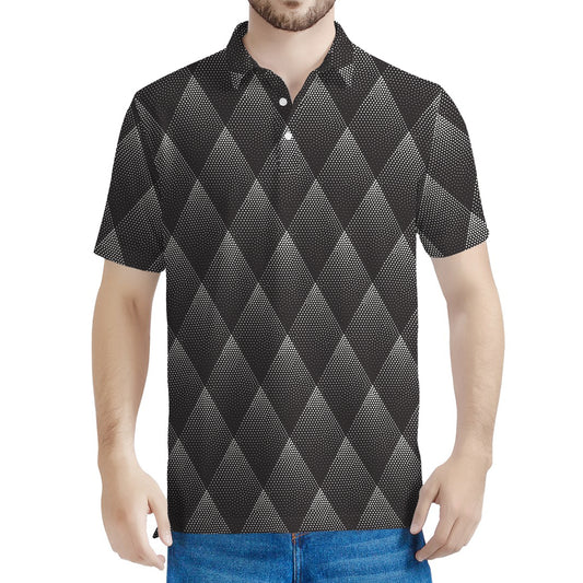 Dot Geometric Triangle Pattern Print Men's Polo Shirt