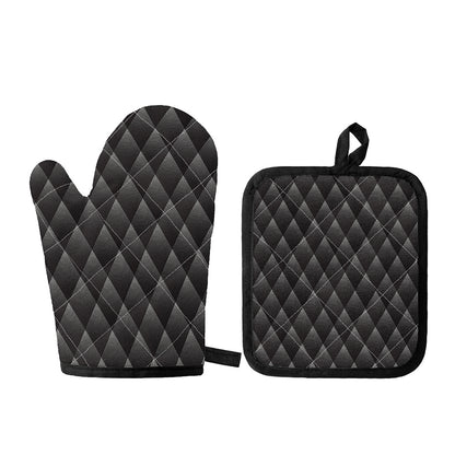 Dot Geometric Triangle Pattern Print Oven Mitt And Pot Holder Set