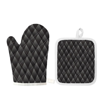 Dot Geometric Triangle Pattern Print Oven Mitt And Pot Holder Set