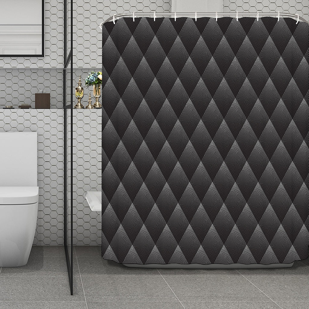 Dot Geometric Triangle Pattern Print Polyester Shower Curtain
