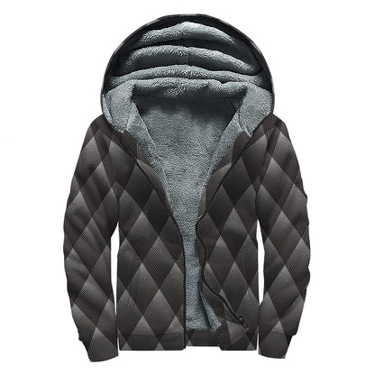 Dot Geometric Triangle Pattern Print Sherpa Lined Zip Up Hoodie