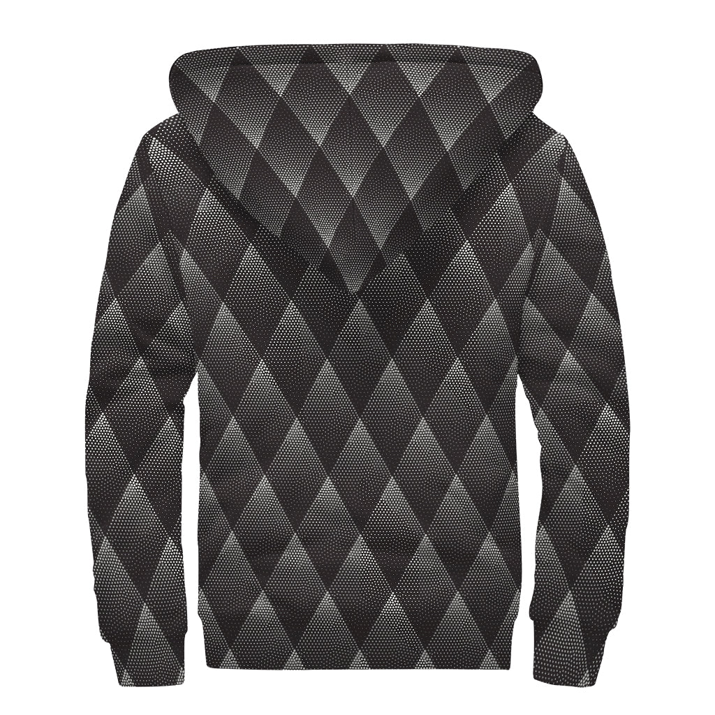 Dot Geometric Triangle Pattern Print Sherpa Lined Zip Up Hoodie