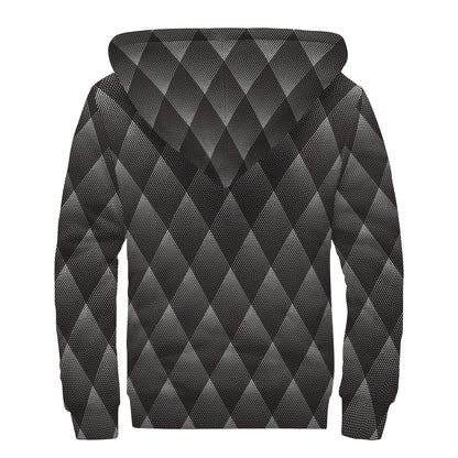 Dot Geometric Triangle Pattern Print Sherpa Lined Zip Up Hoodie