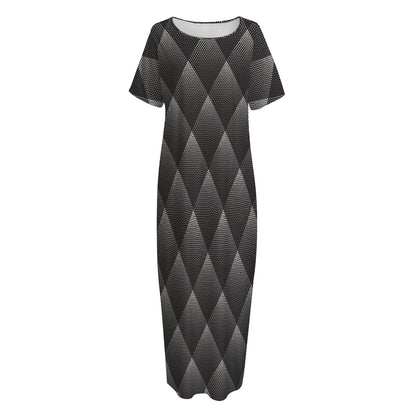 Dot Geometric Triangle Pattern Print Short Sleeve Long Nightdress