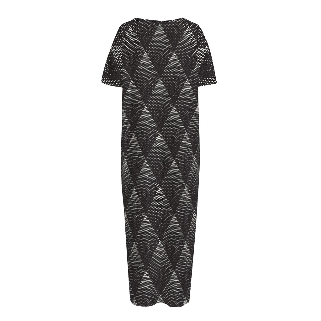Dot Geometric Triangle Pattern Print Short Sleeve Long Nightdress