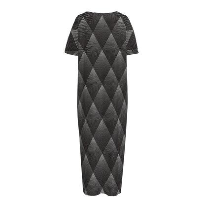 Dot Geometric Triangle Pattern Print Short Sleeve Long Nightdress