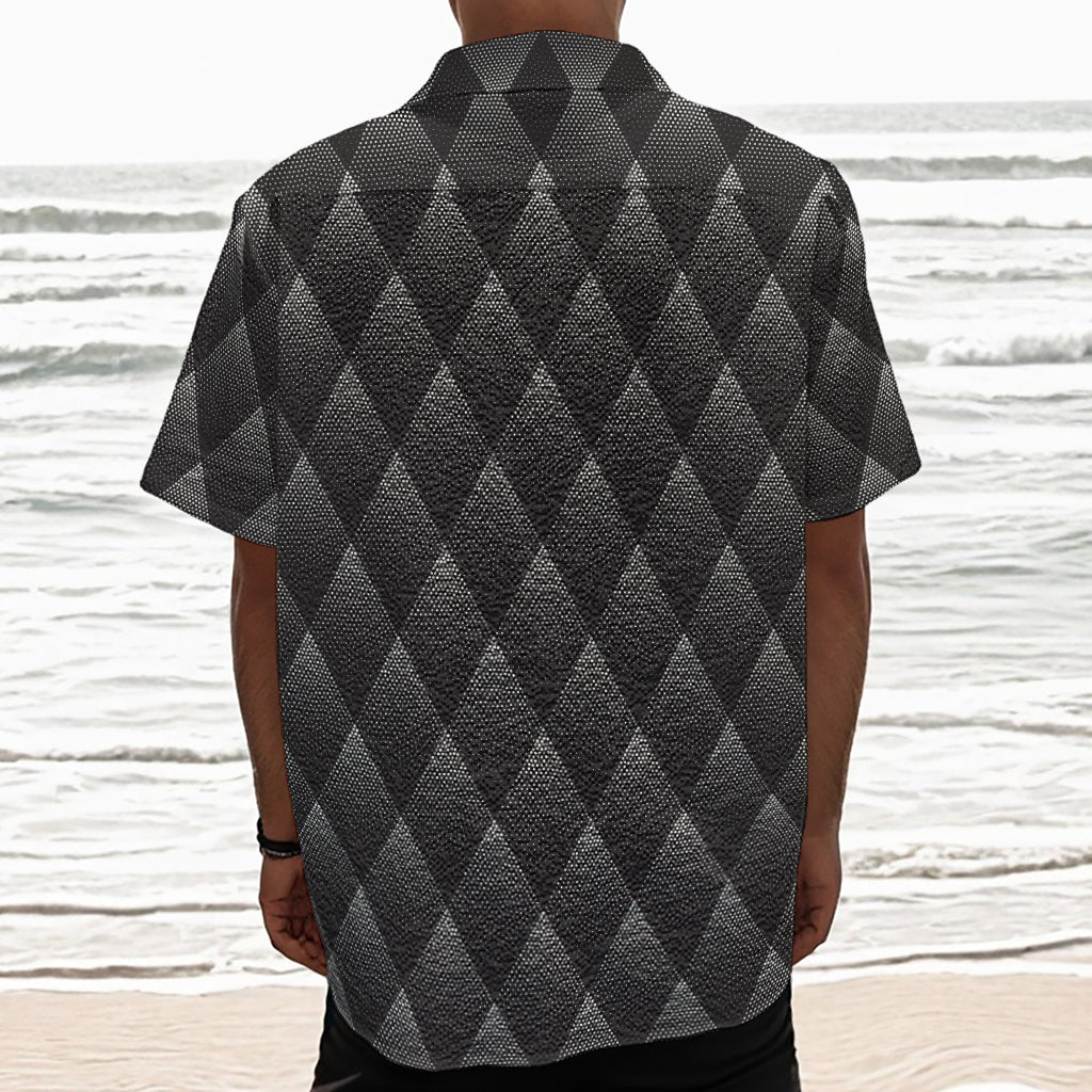 Dot Geometric Triangle Pattern Print Textured Short Sleeve Shirt