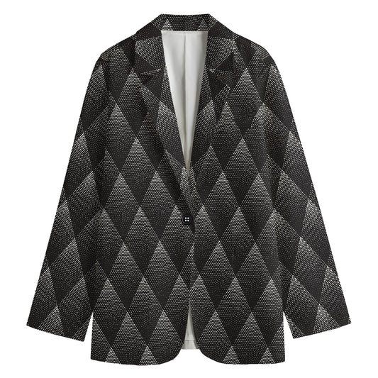 Dot Geometric Triangle Pattern Print Women's Cotton Blazer