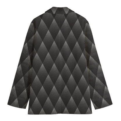 Dot Geometric Triangle Pattern Print Women's Cotton Blazer