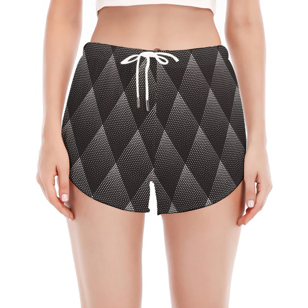 Dot Geometric Triangle Pattern Print Women's Split Running Shorts