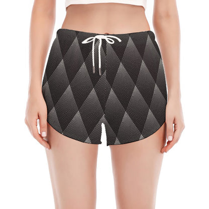 Dot Geometric Triangle Pattern Print Women's Split Running Shorts