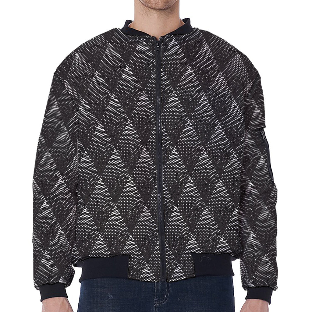Dot Geometric Triangle Pattern Print Zip Sleeve Bomber Jacket