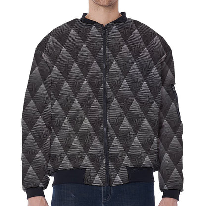 Dot Geometric Triangle Pattern Print Zip Sleeve Bomber Jacket