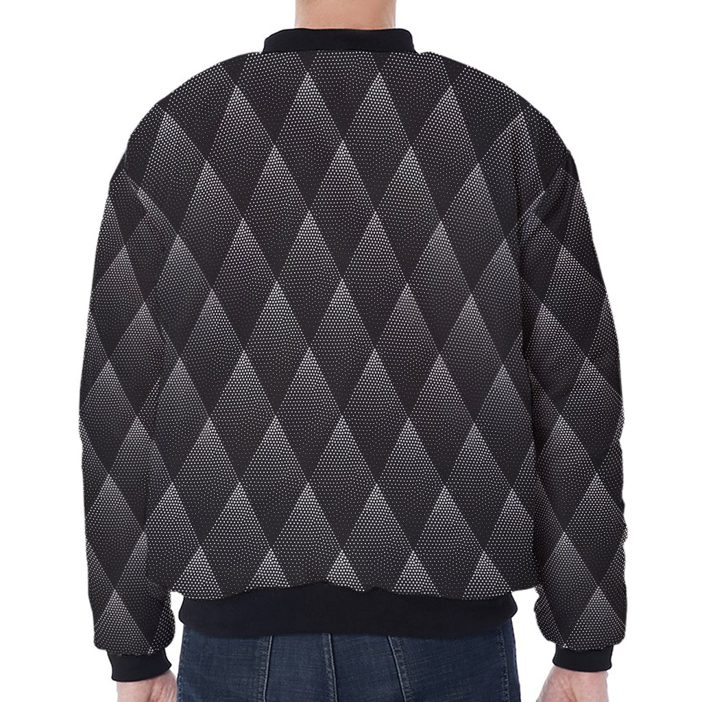 Dot Geometric Triangle Pattern Print Zip Sleeve Bomber Jacket