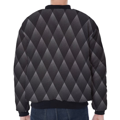 Dot Geometric Triangle Pattern Print Zip Sleeve Bomber Jacket
