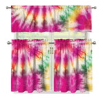 Double Tie Dye Print 3 Piece Kitchen Curtains