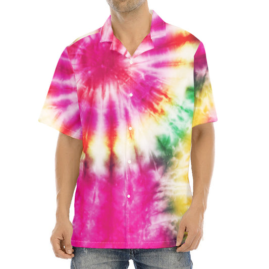 Double Tie Dye Print Aloha Shirt