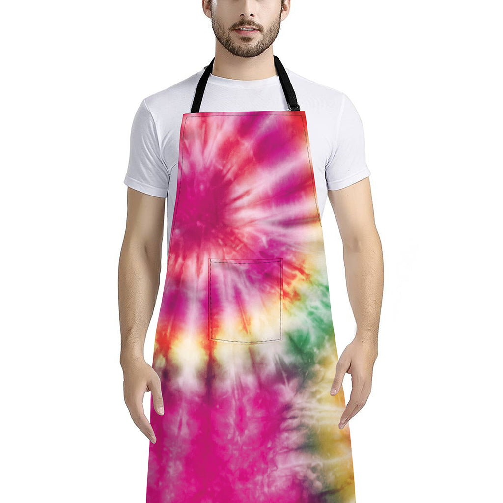 Double Tie Dye Print Bib Apron With Pocket
