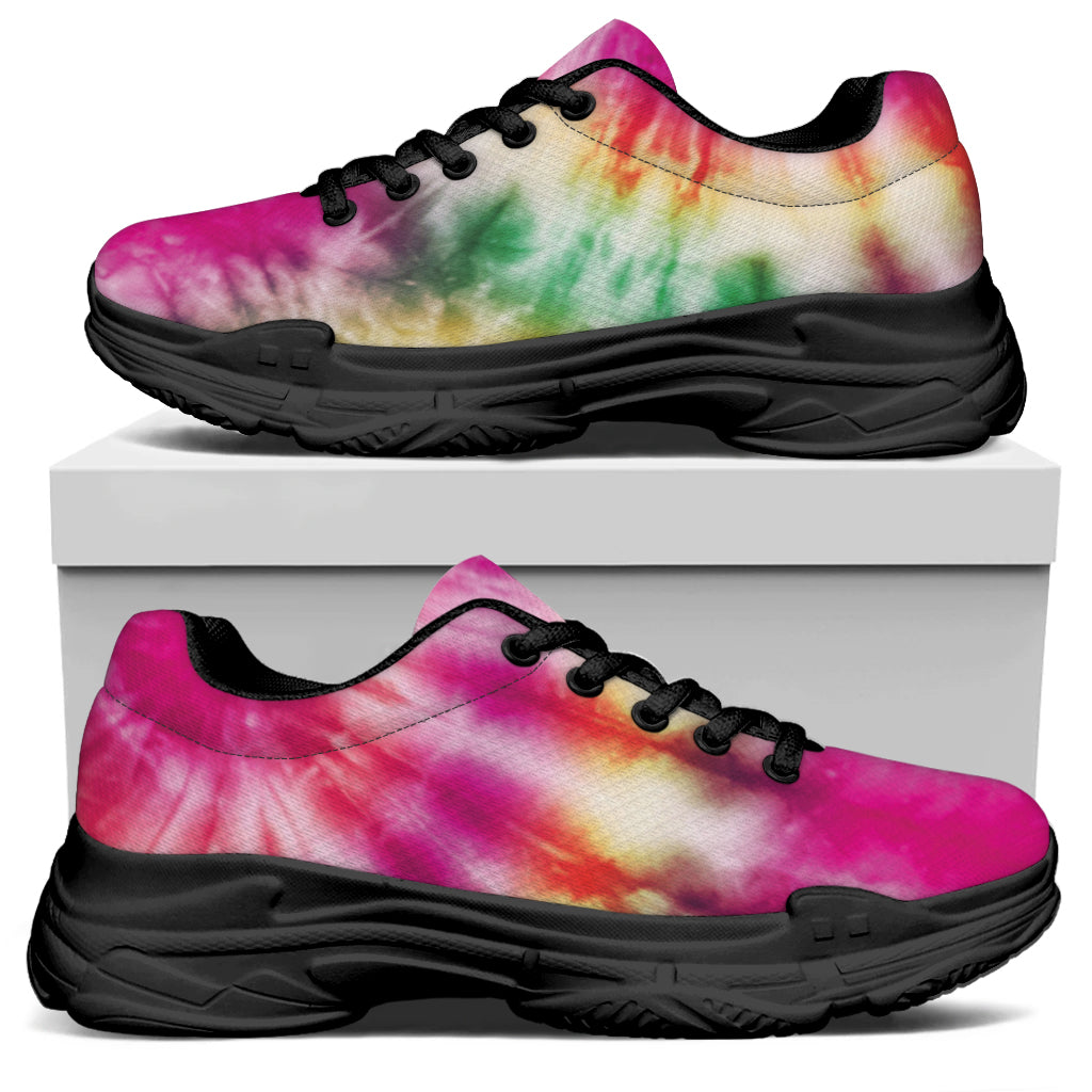 Double Tie Dye Print Black Chunky Shoes