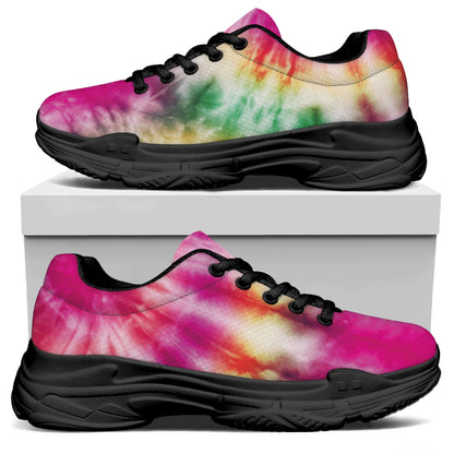 Double Tie Dye Print Black Chunky Shoes